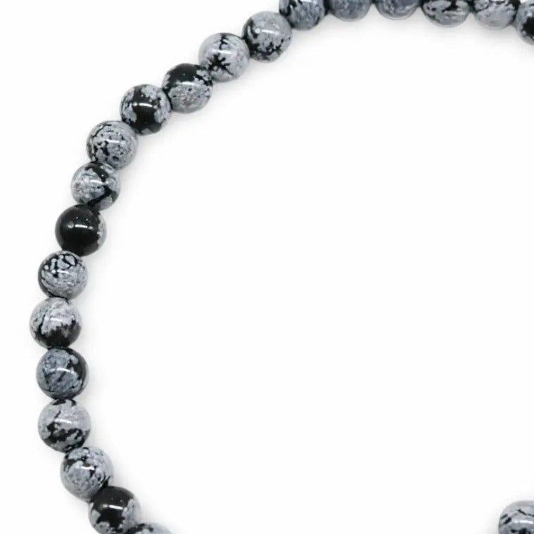 Bracelet - Snowflake Obisidian - 4mm