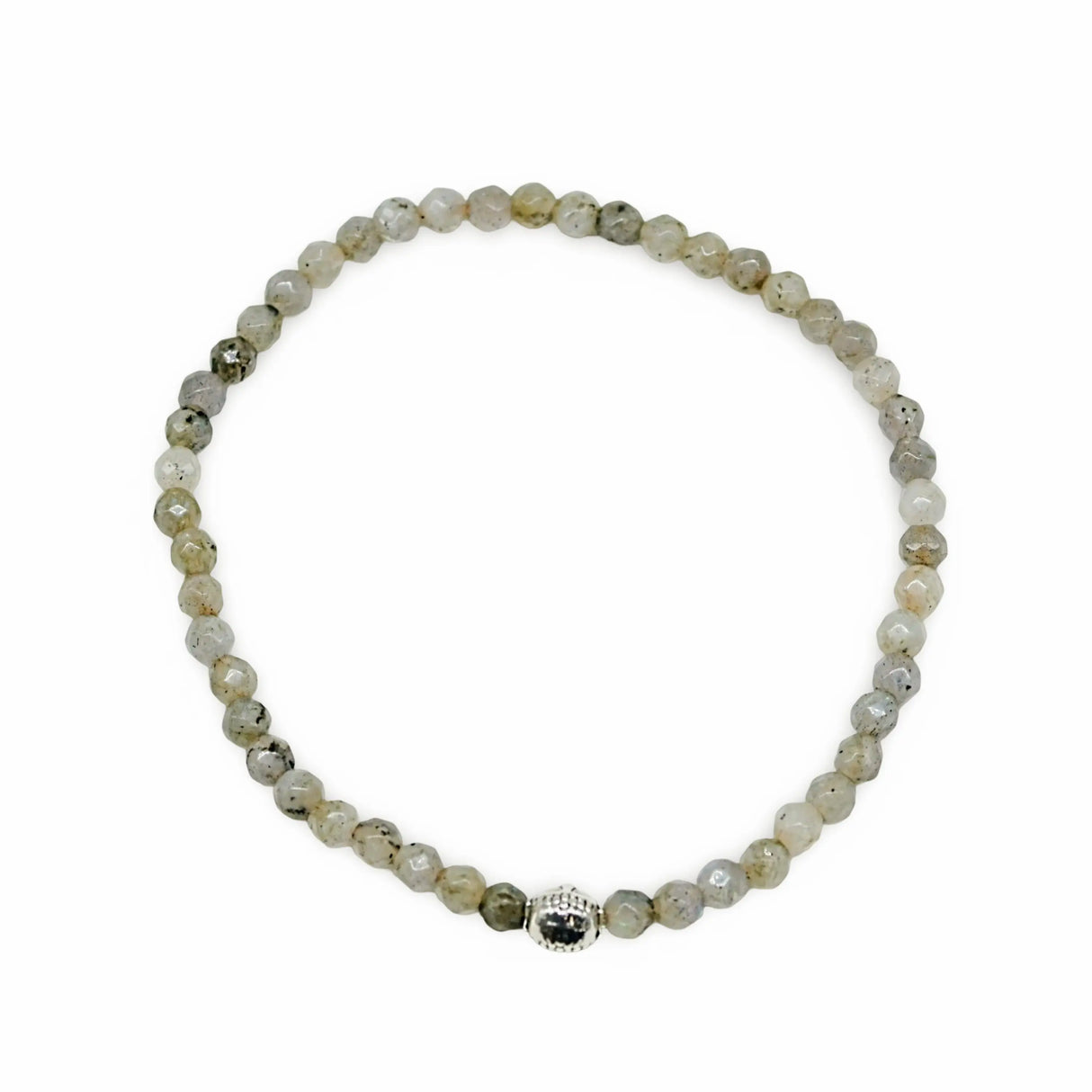 Bracelet - Faceted Labradorite with Buddha - 4mm