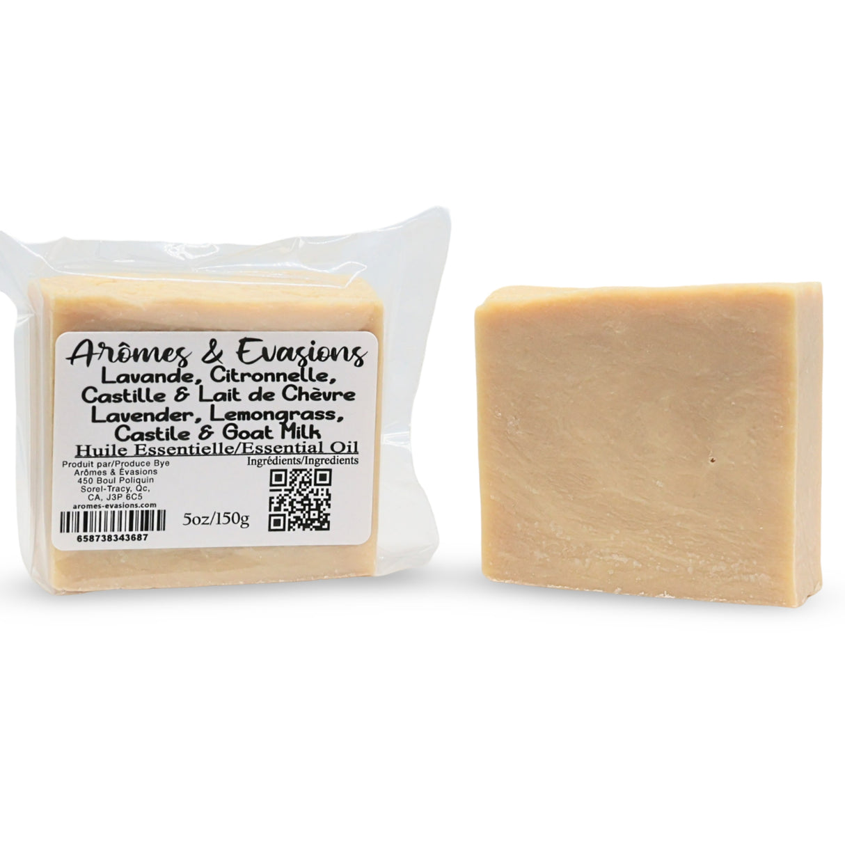 Soap Bar - Cold Process - Lavender & Lemongrass - Castile & Goat Milk - 5oz