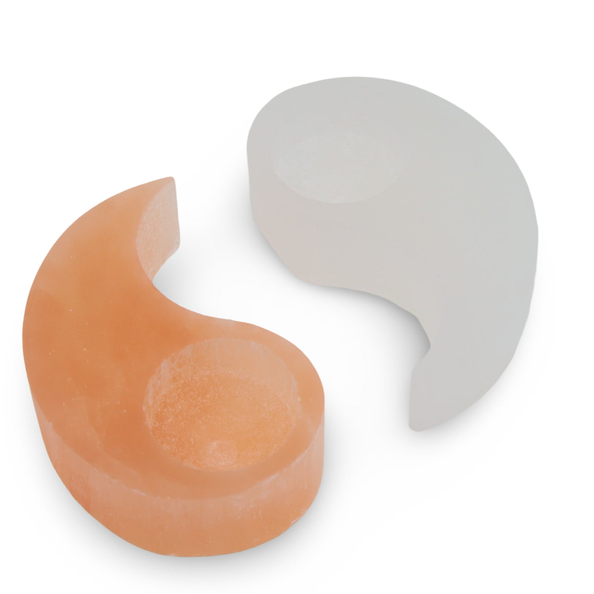 Candle Holder - Selenite - Yin Yang