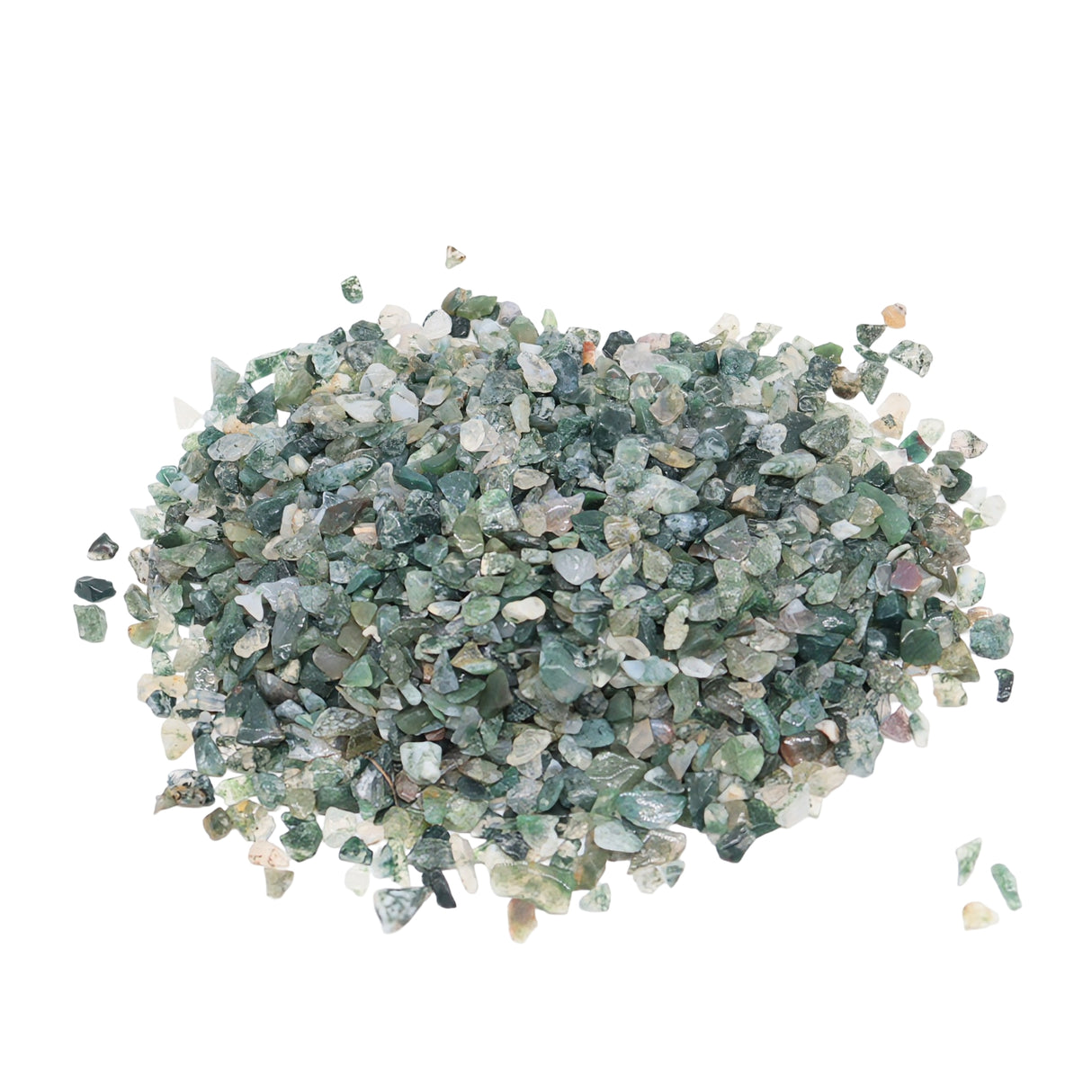 Stone - Tumbled Chips - Moss Agate - 7 to 9mm 10 g