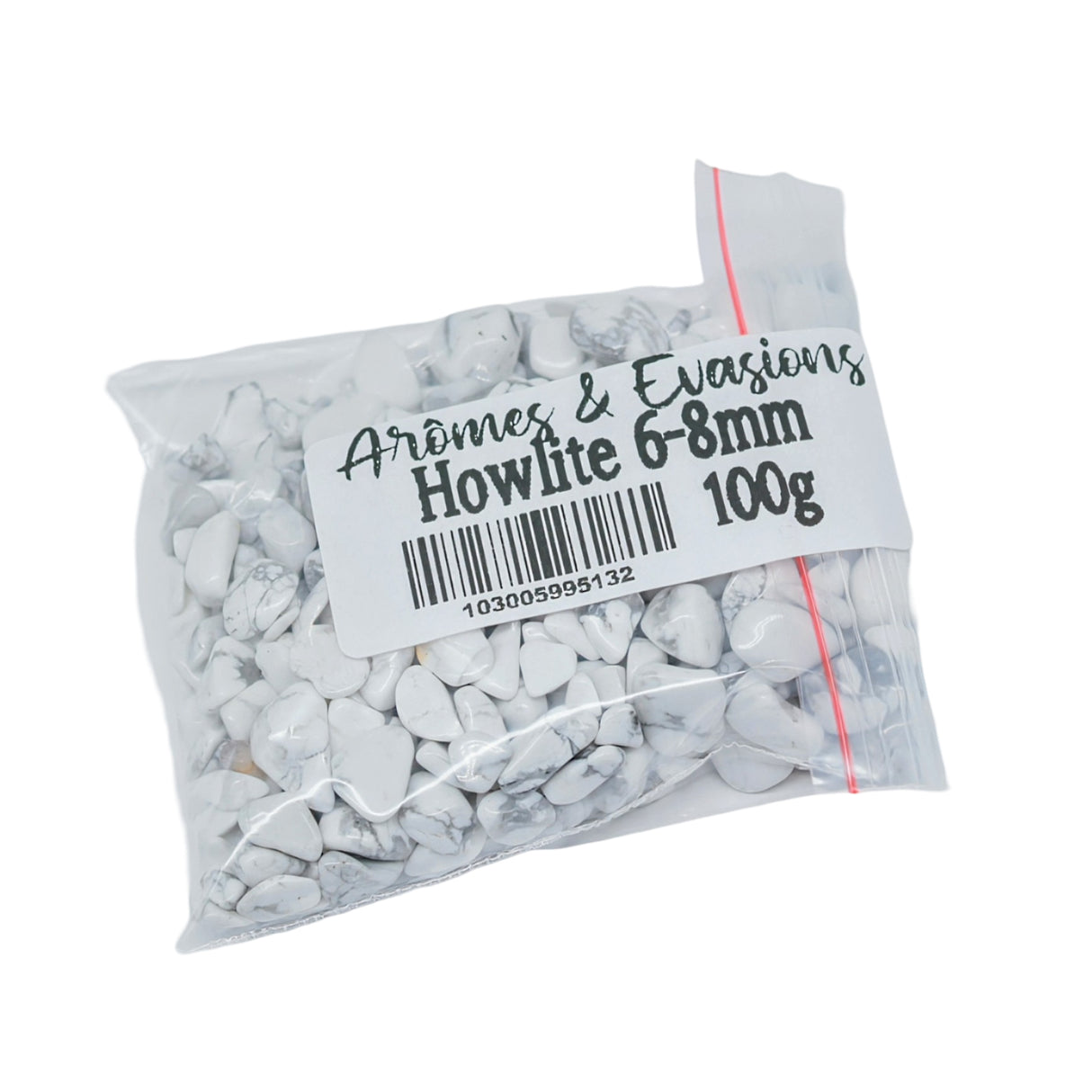 Stone - Tumbled Chips - White Howlite - 6 to 8mm 100 g