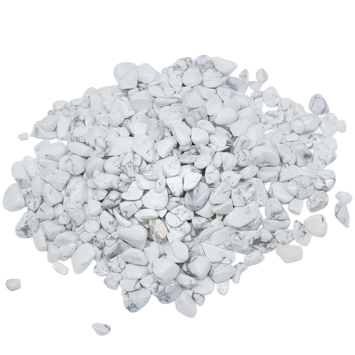 Stone - Tumbled Chips - White Howlite - 6 to 8mm 10 g