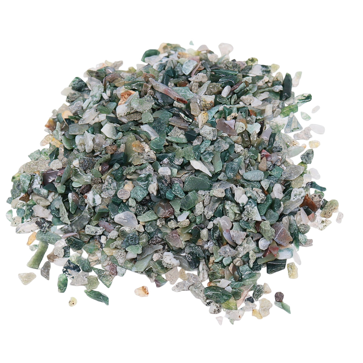 Stone - Rough Chips - Moss Agate - 2 to 4mm 10 g