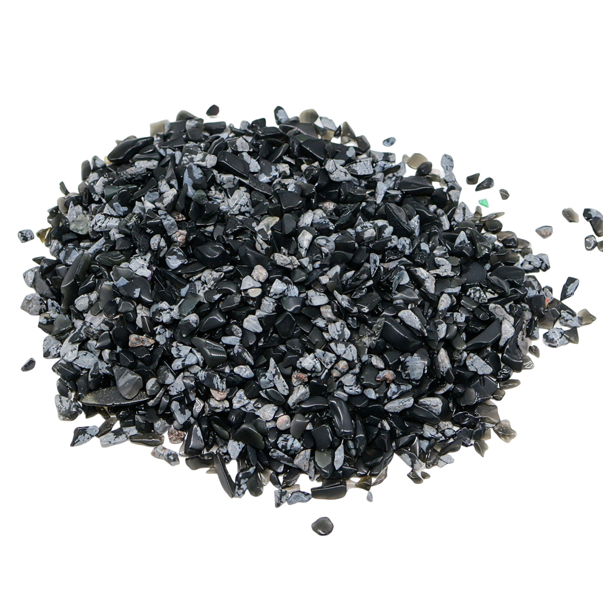 Stone - Tumbled Chips - Snowflake Obsidian - 2 to 4mm