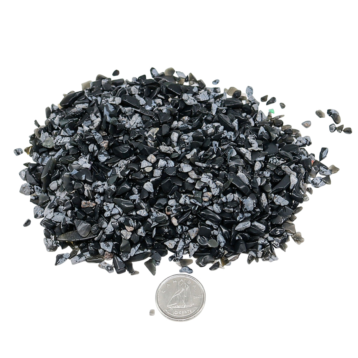 Stone - Tumbled Chips - Snowflake Obsidian - 2 to 4mm