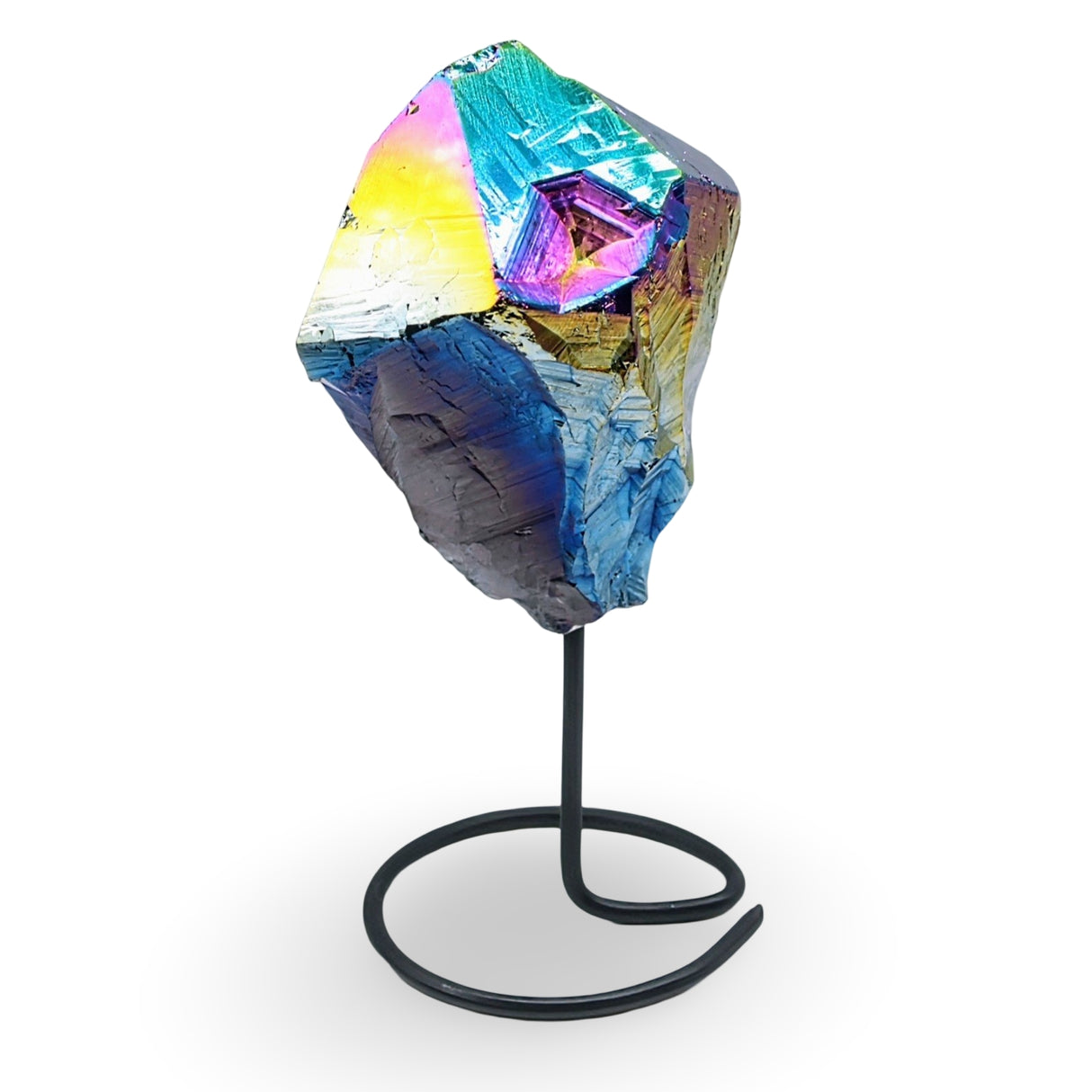 Stone - Rainbow Aura Point on Metal Stand - Specimen