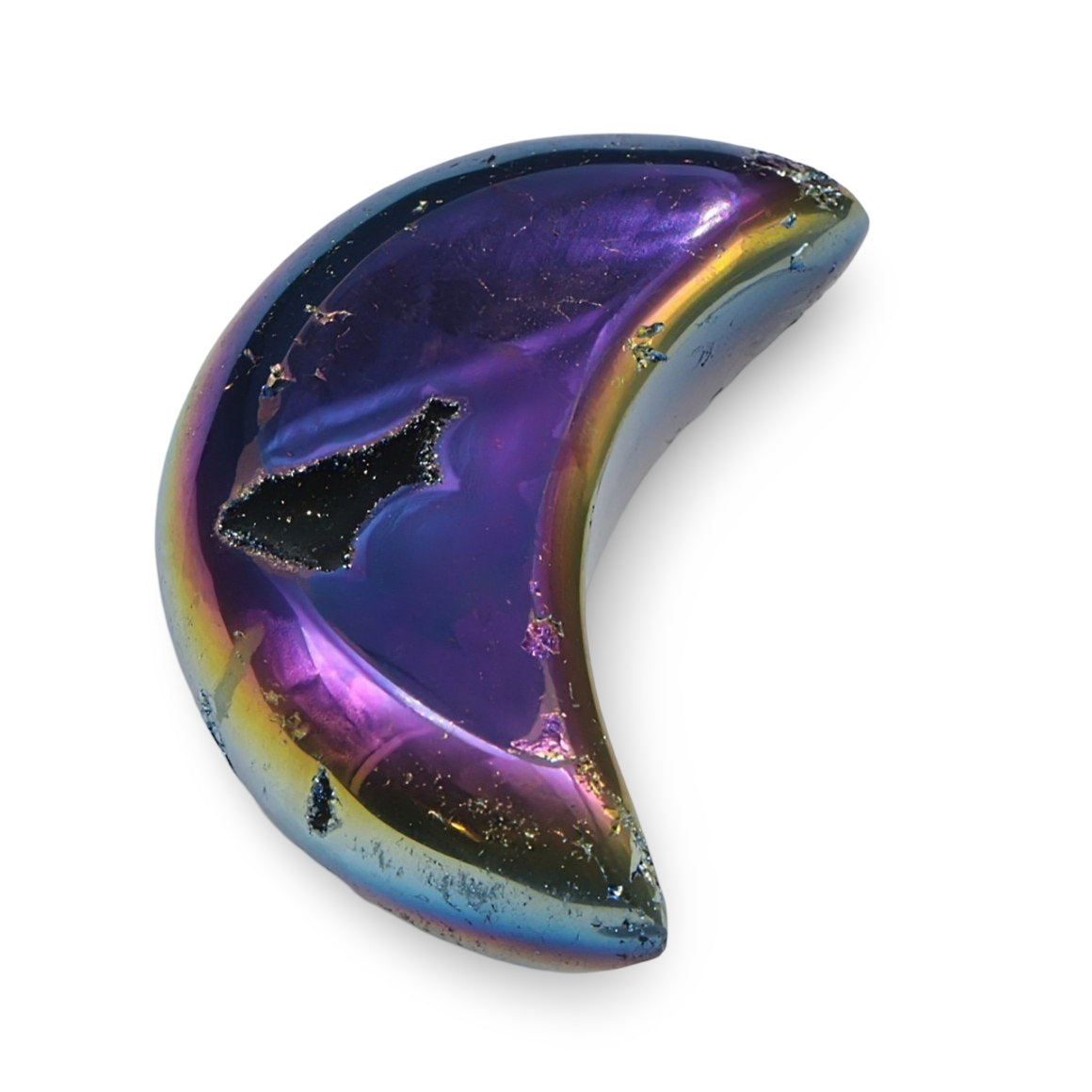 Stone - Plated Titanium Druzy Agate Specimen - Moon Shape