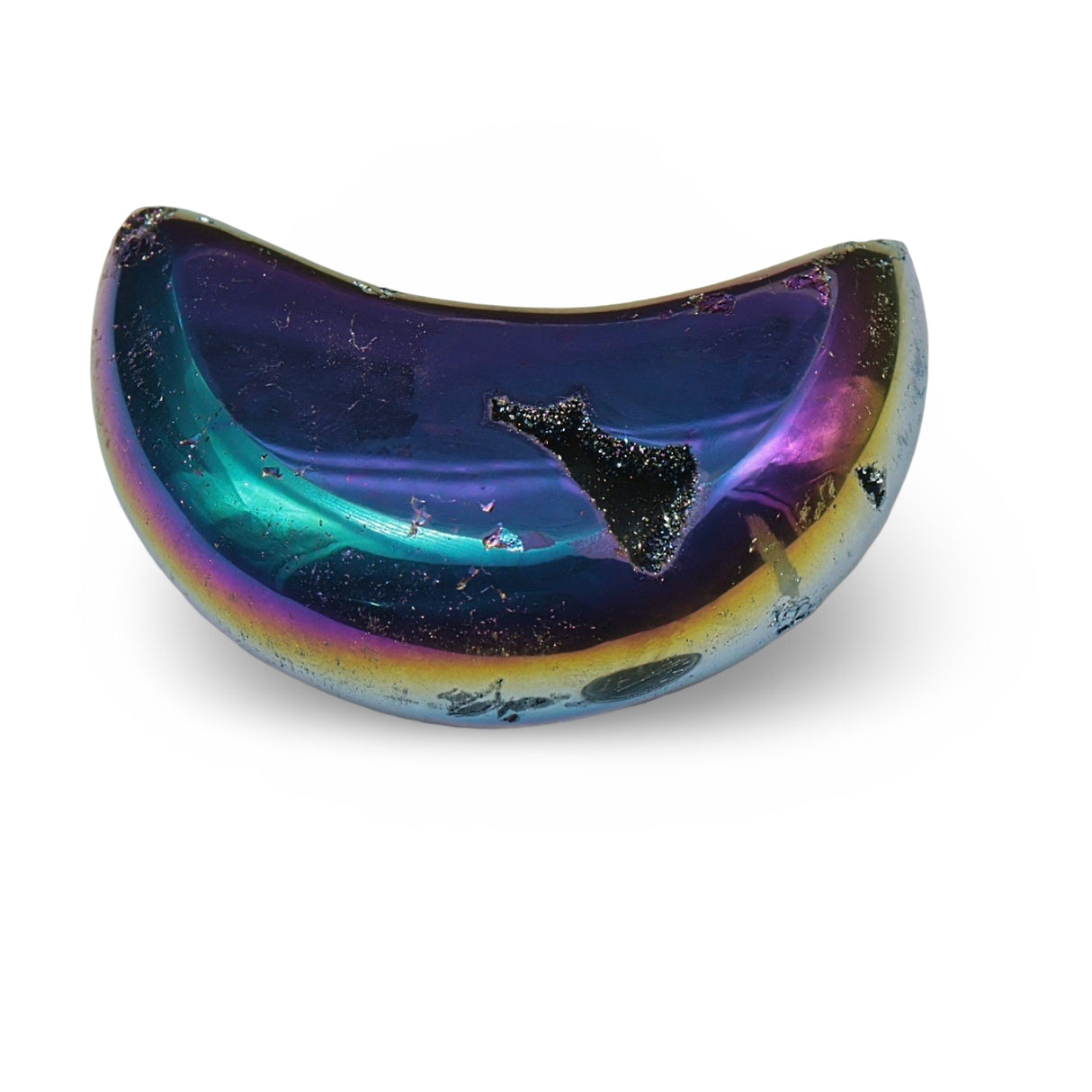 Stone - Plated Titanium Druzy Agate Specimen - Moon Shape