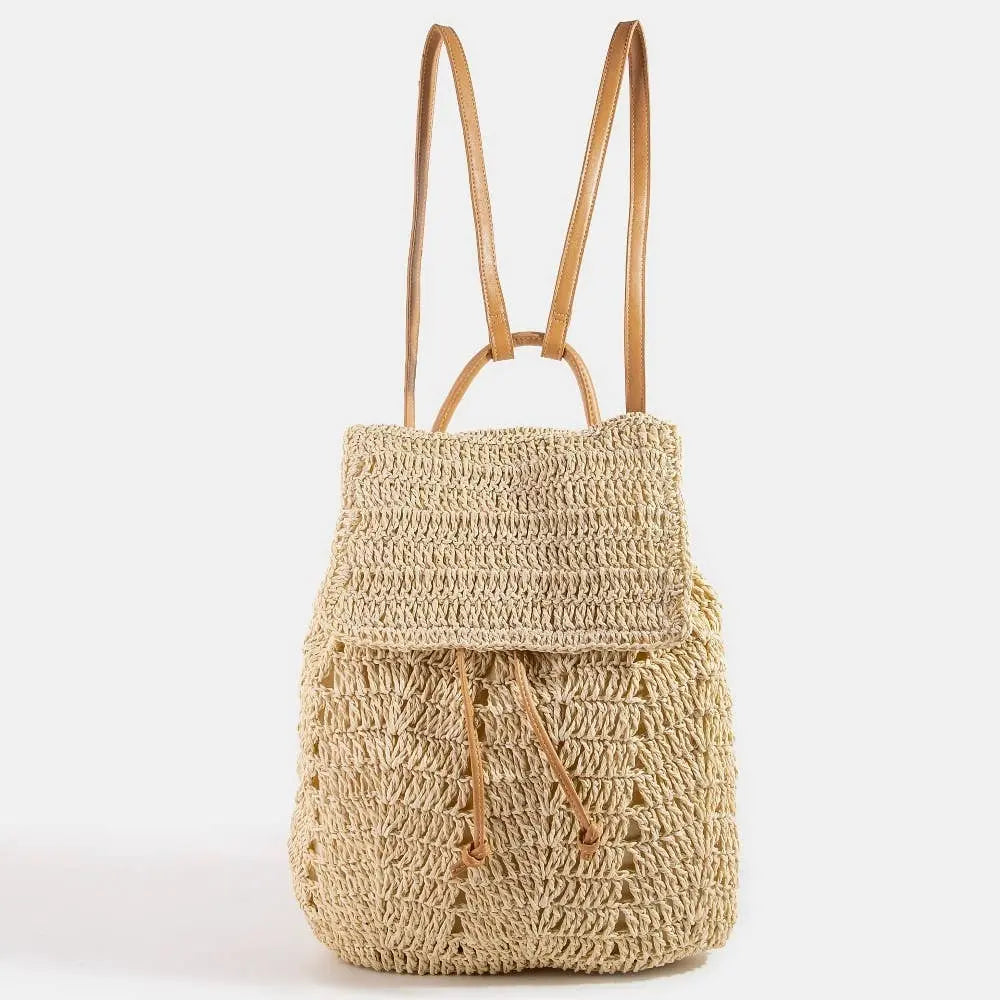 Clothing & Accessories - Straw Braided Fashion Backpack