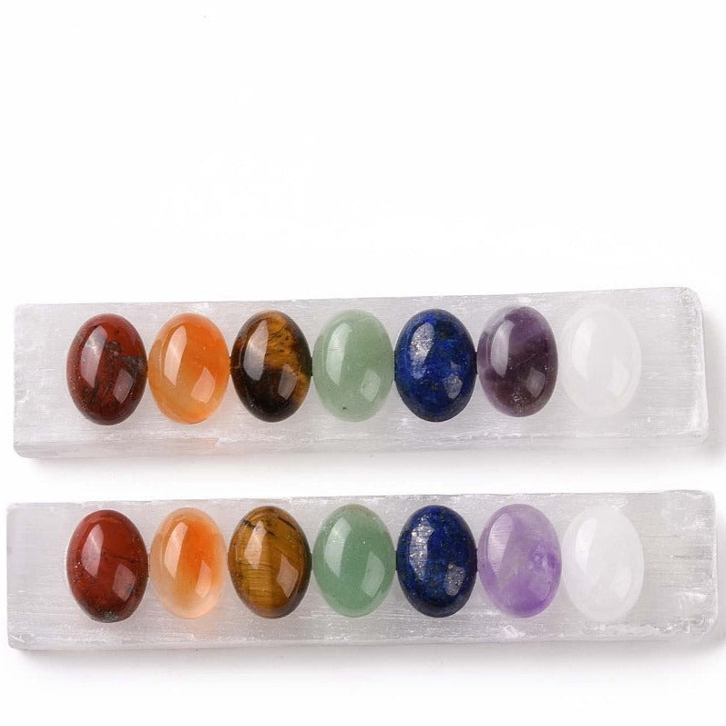 Metaphysical Tools - Crystal Charging - Selenite Plate with 7 Chakras - Small