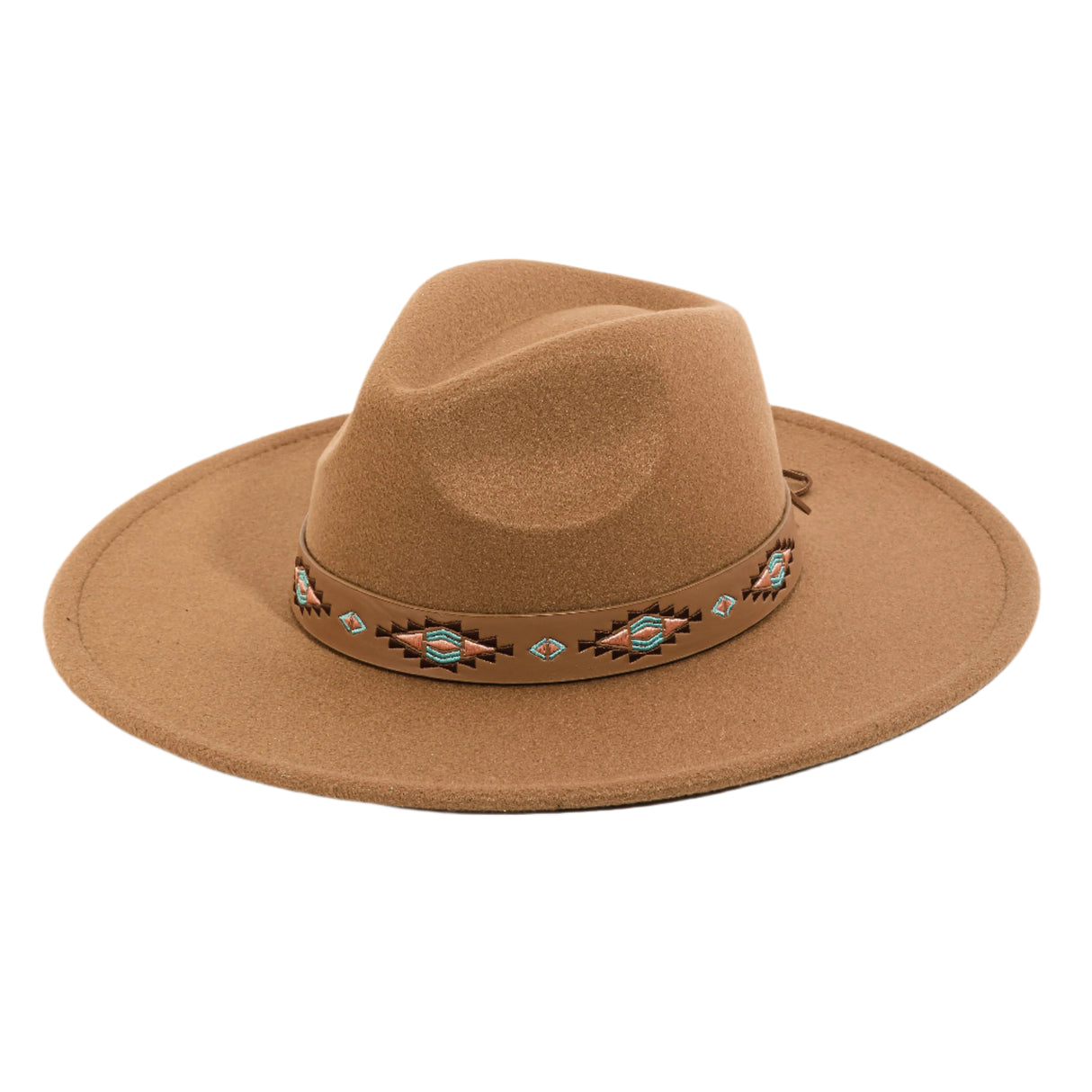 Clothing & Accessories - Boho Tribal Pattern Strap Fedora Hat
