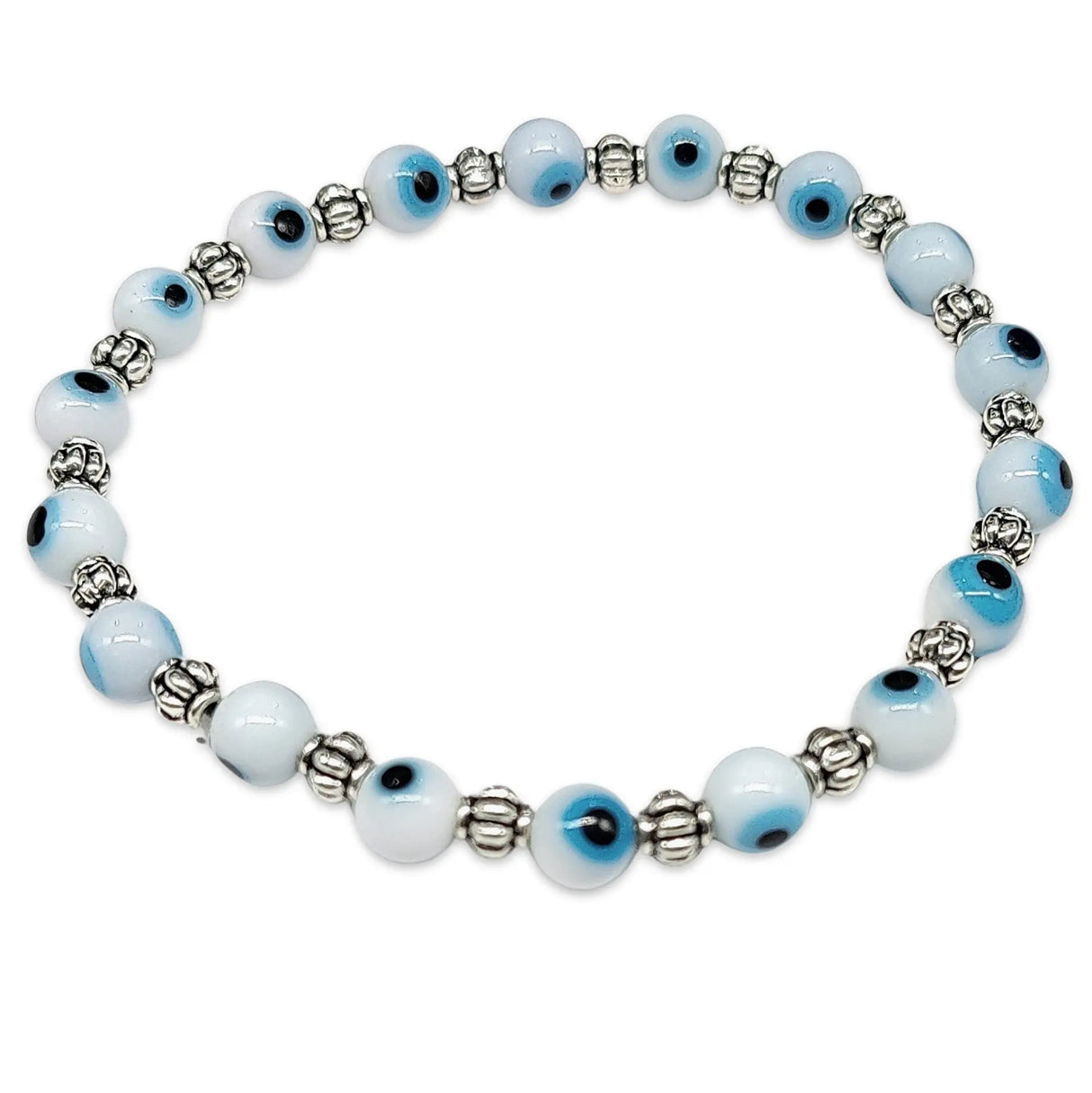 Bracelet -White Evil Eye -6mm