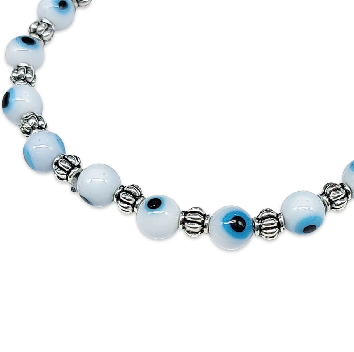 Bracelet -White Evil Eye -6mm