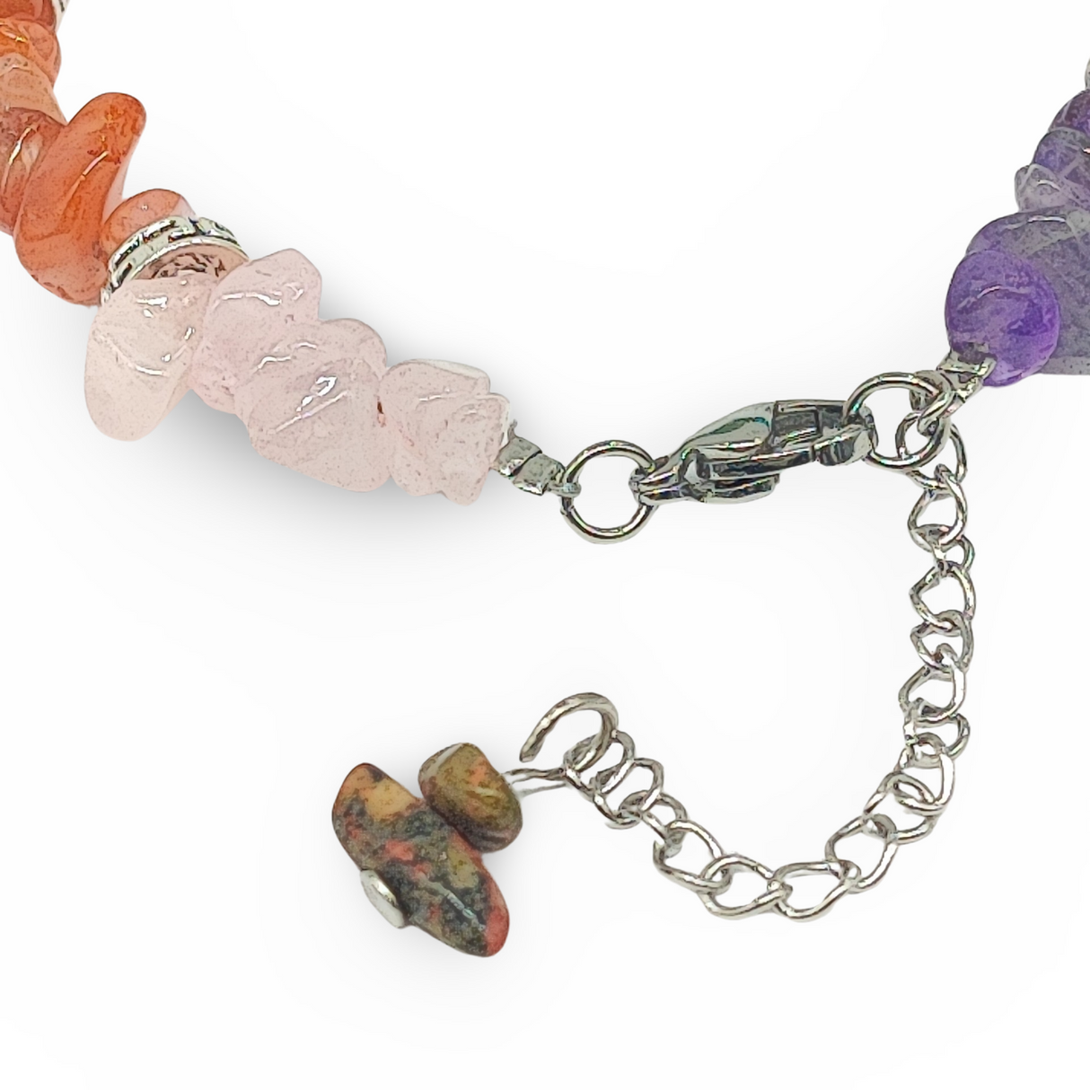 Bracelet -Adjustable -7 Chakras -Natural Gemstone Chips