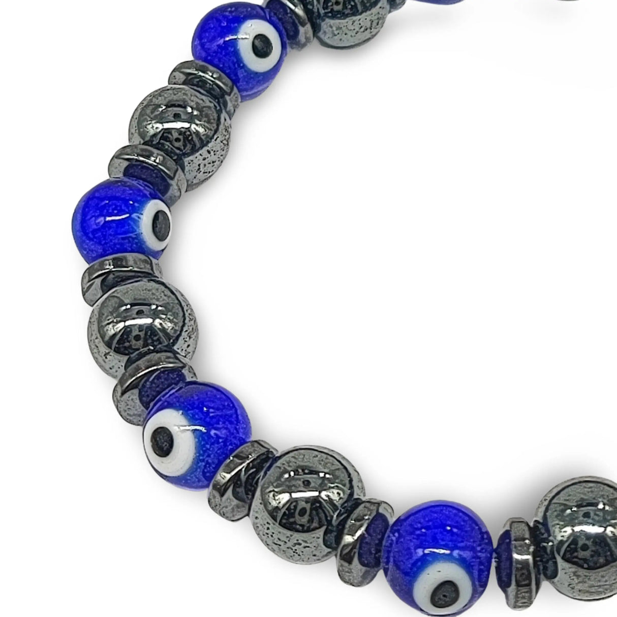 Bracelet -Evil Eye -Hematite -8mm