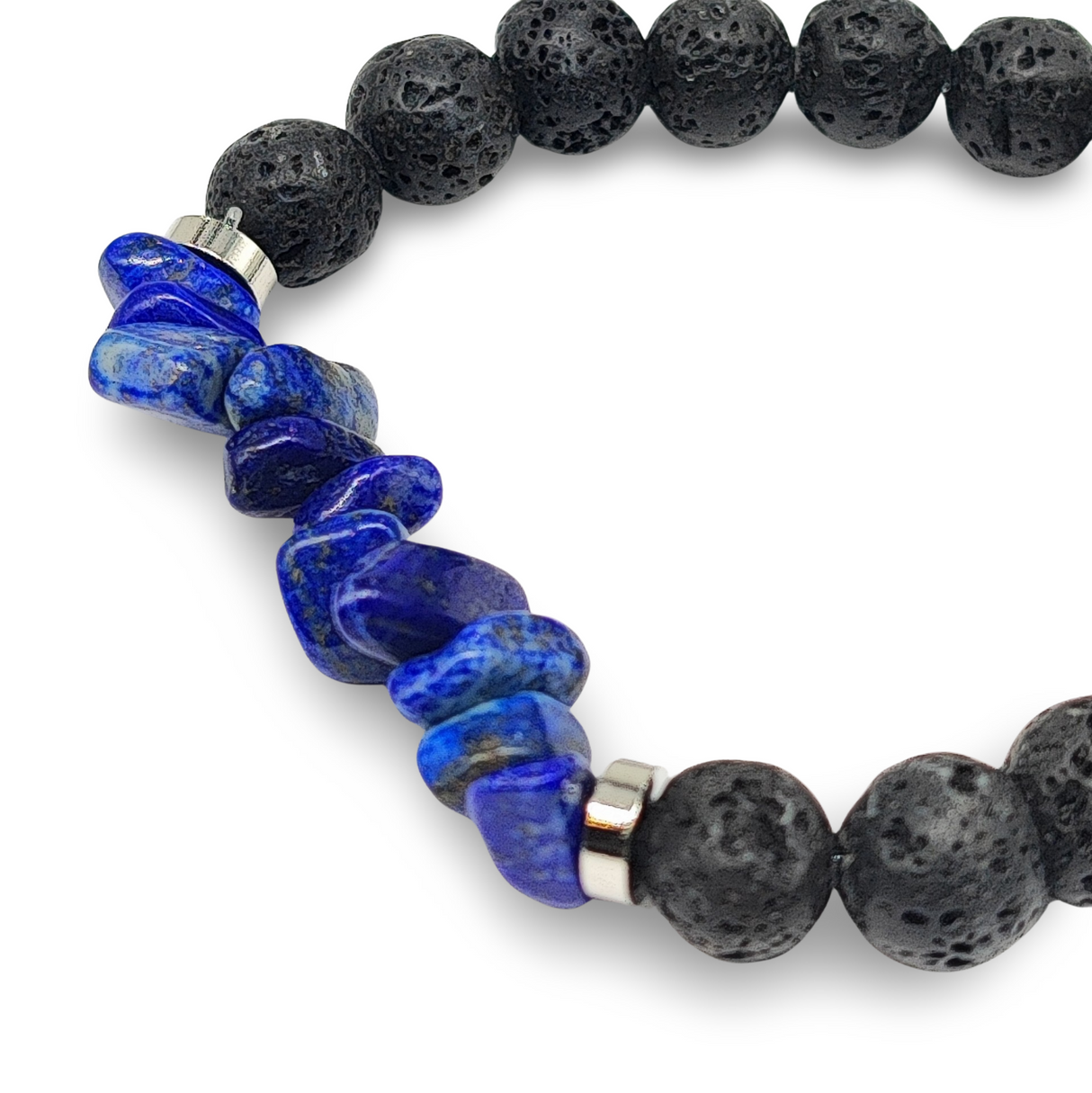 Bracelet - Lava Bead 8mm & Lapis Lazuli Chips
