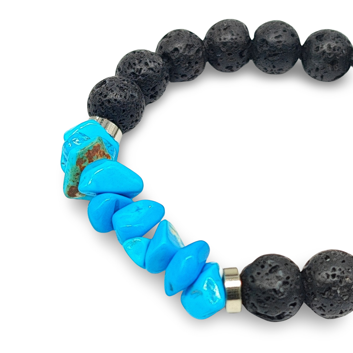 Bracelet - Lava Bead 8mm & Turquoise Chips