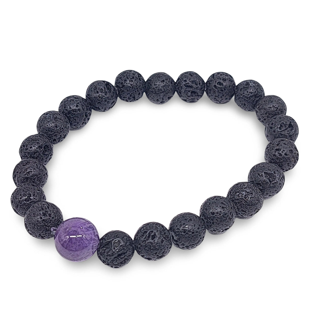 Bracelet - Lava Stone 8mm & Amethyst 10mm