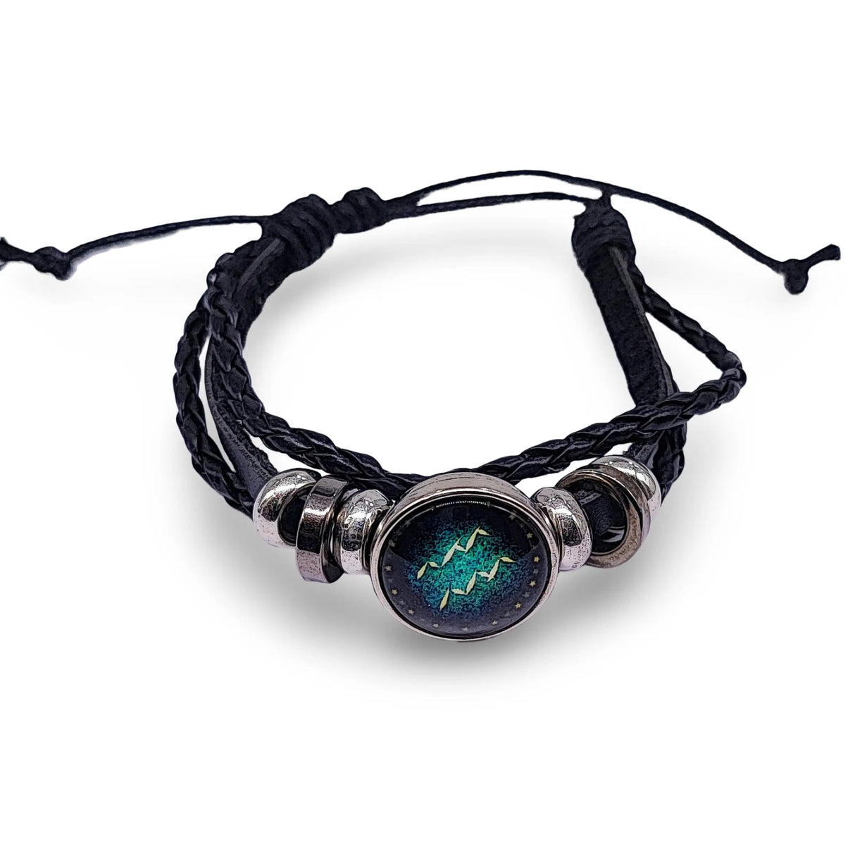 Bracelet -Leather -Celestial Zodiac Sign & Constellation Aquarius Zodiac January 20 - February 18
