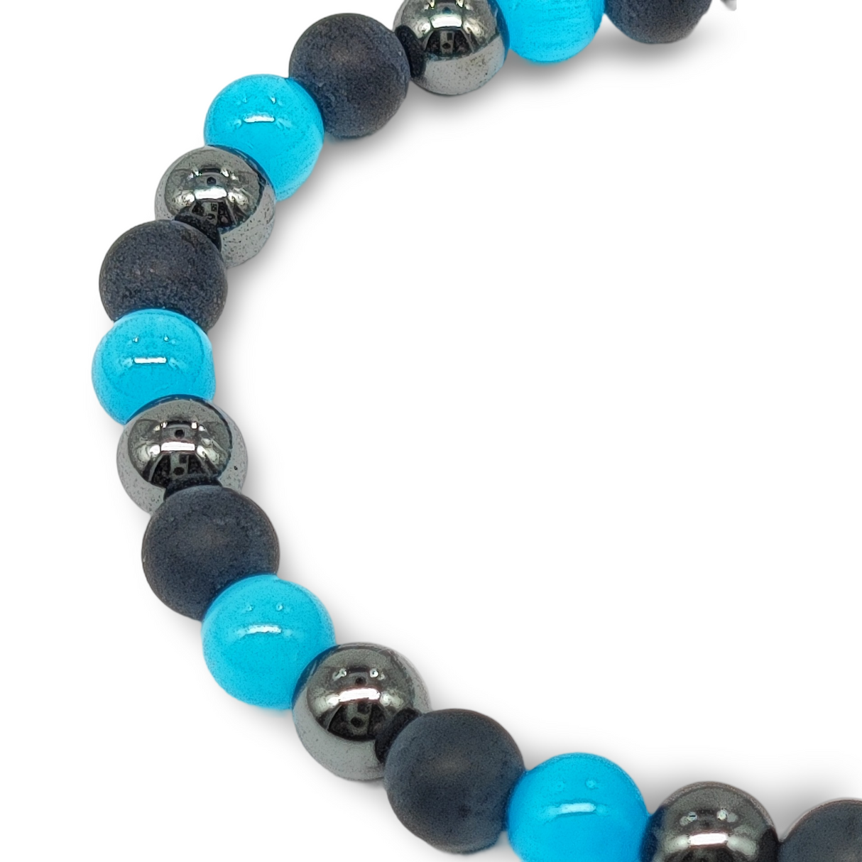 Bracelet -Mixed -Cat Eye -Black Agate -Hematite -6mm