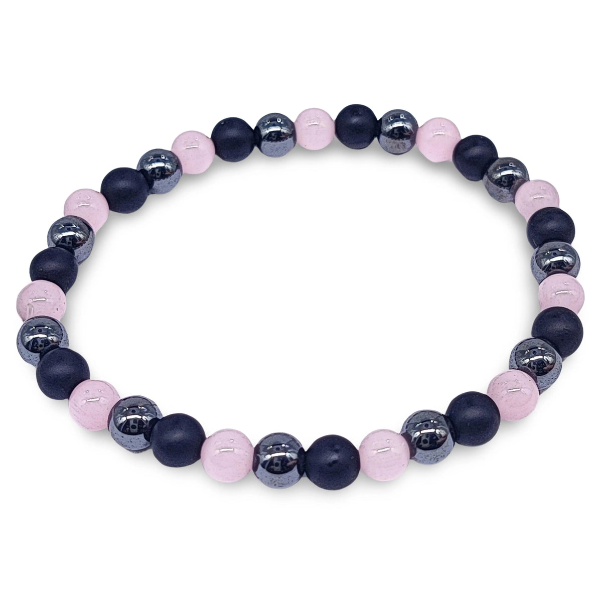 Bracelet - Mixed - Cat Eye - Black Agate - Hematite - Pink - 6mm