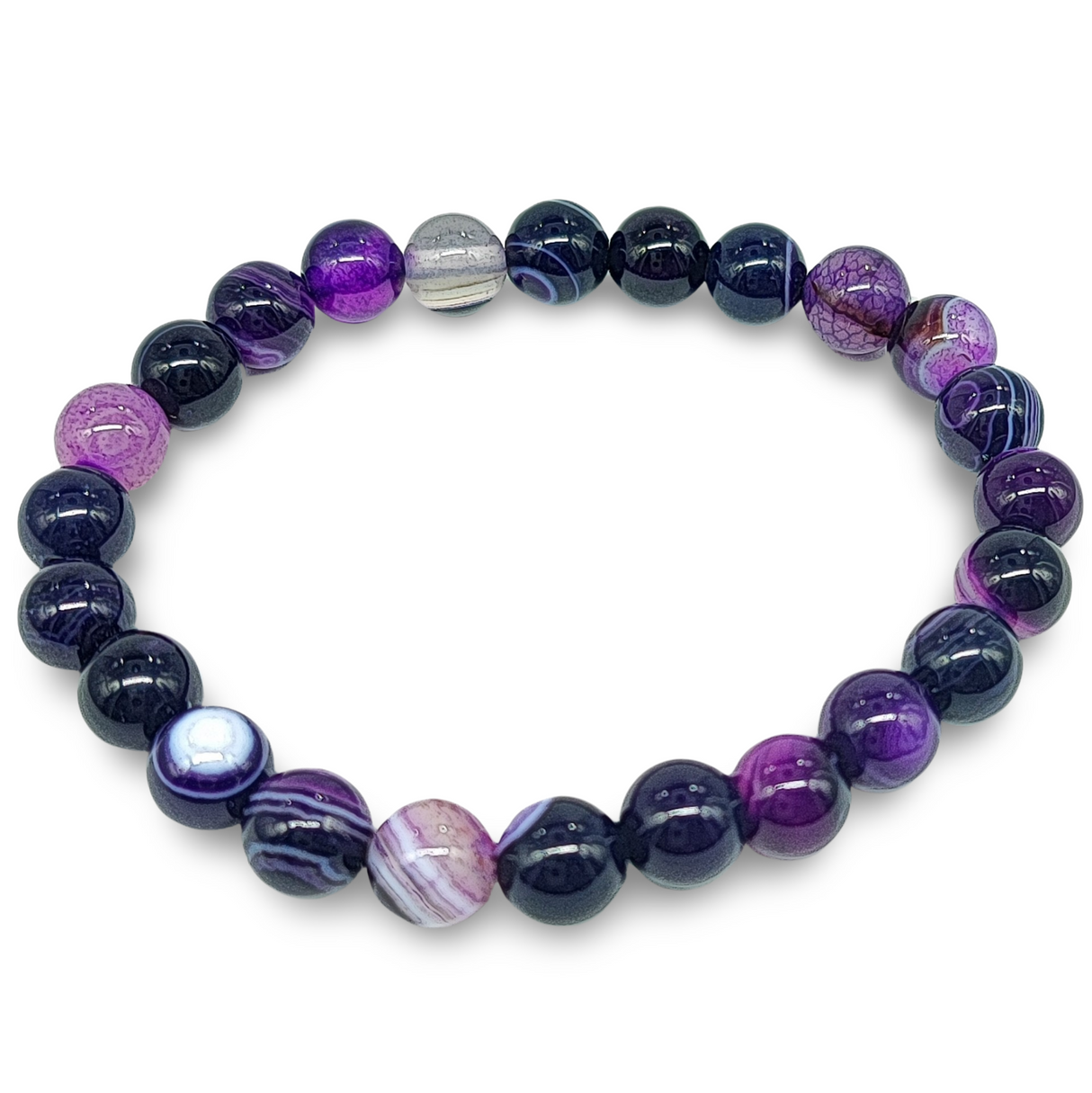 Bracelet - Purple Agate Striped - 8mm