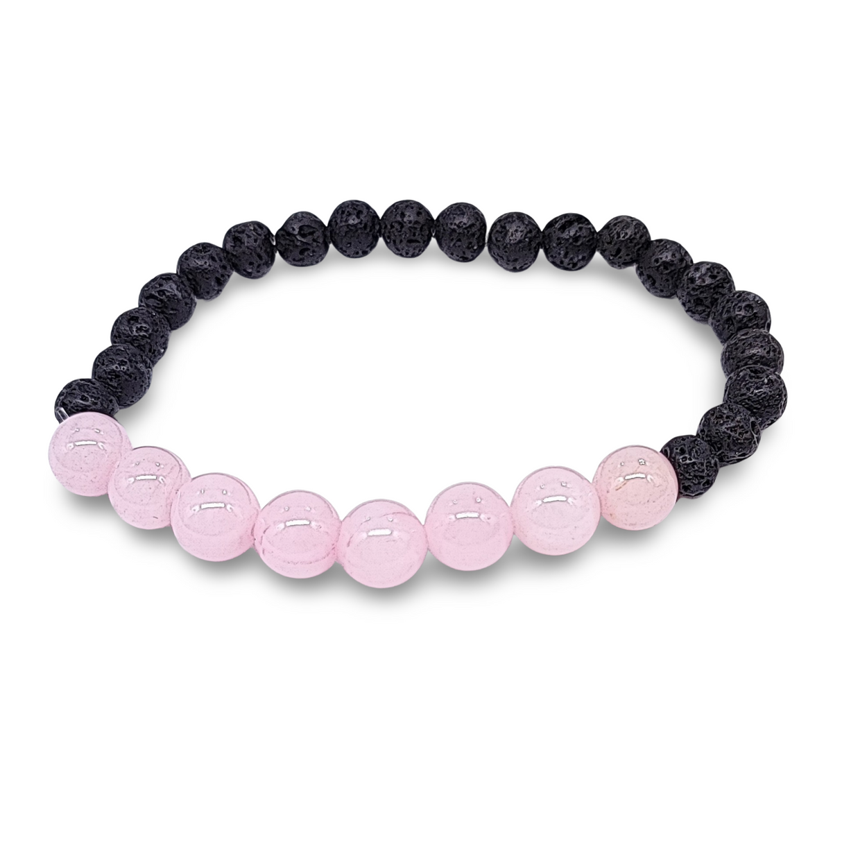 Bracelet -Rose Quartz 8mm & Lava Stone 6mm