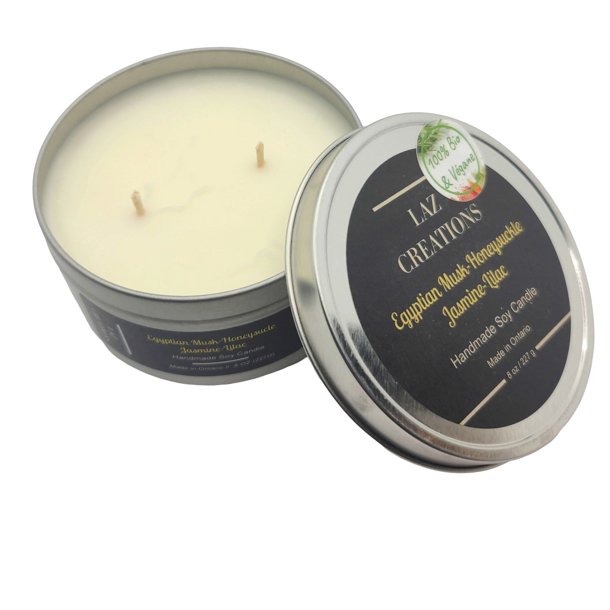 Clearance - Soy Candle - Egyptian Musk - Honeysuckle - Jasmine - Lilac - 8oz
