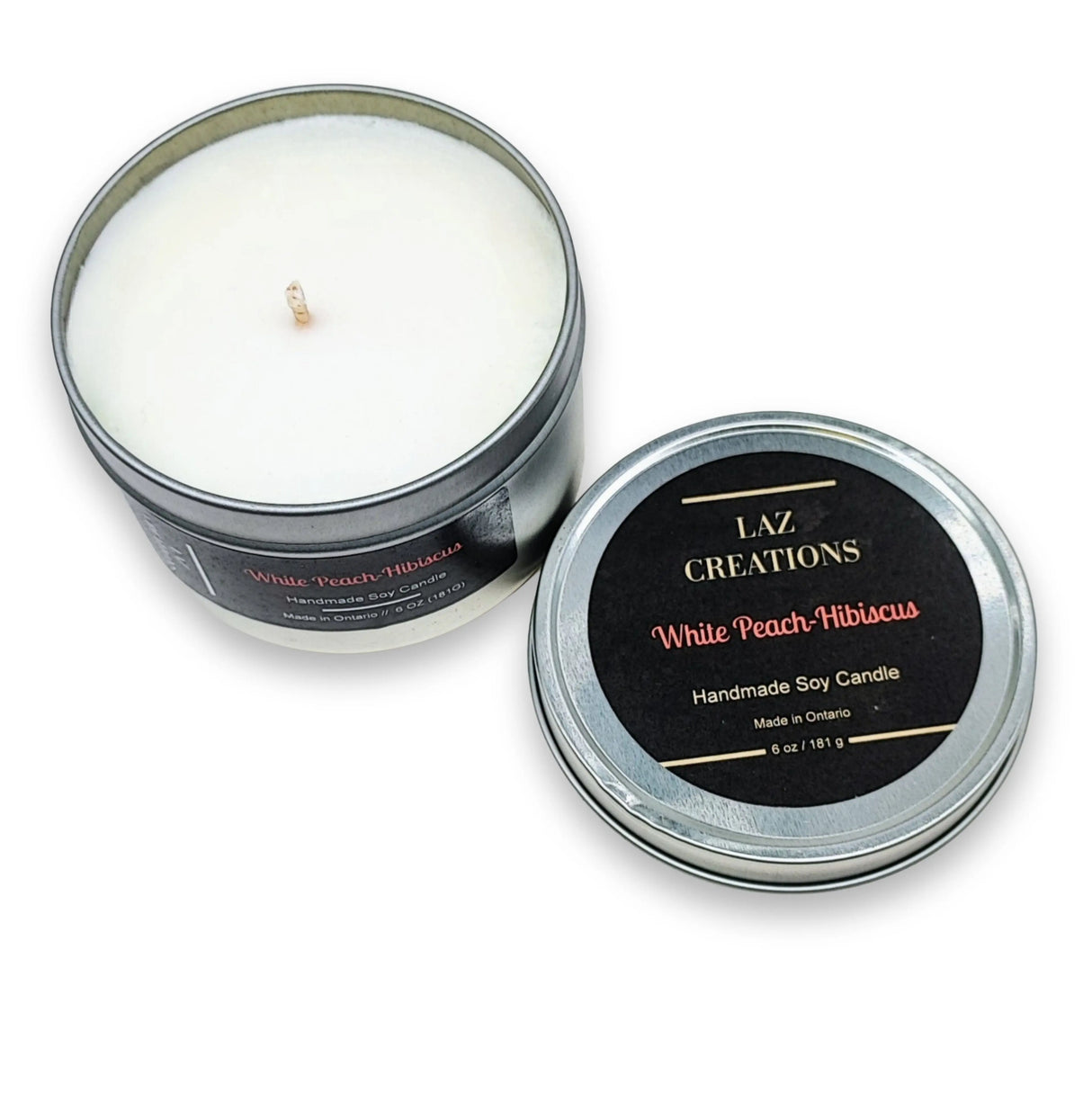 Clearance - Soy Candle - White Peach - Hisbiscus - 6oz