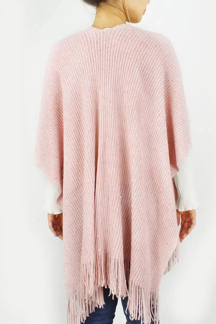 Clothing -Sequins Knit Cape