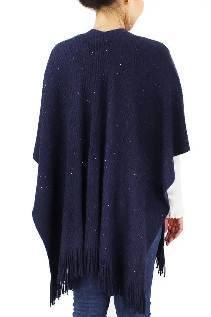 Clothing -Sequins Knit Cape