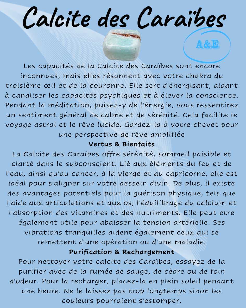 Descriptive Cards -Precious Stones & Crystals -Caribbean Calcite