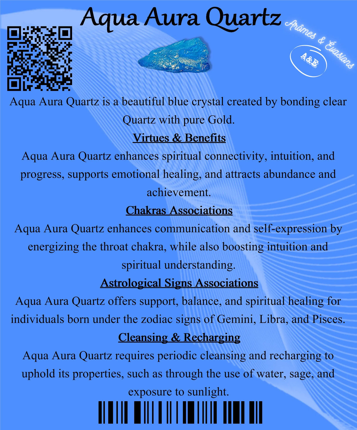 Descriptive Cards - Precious Stones & Crystals - Aqua Aura Quartz