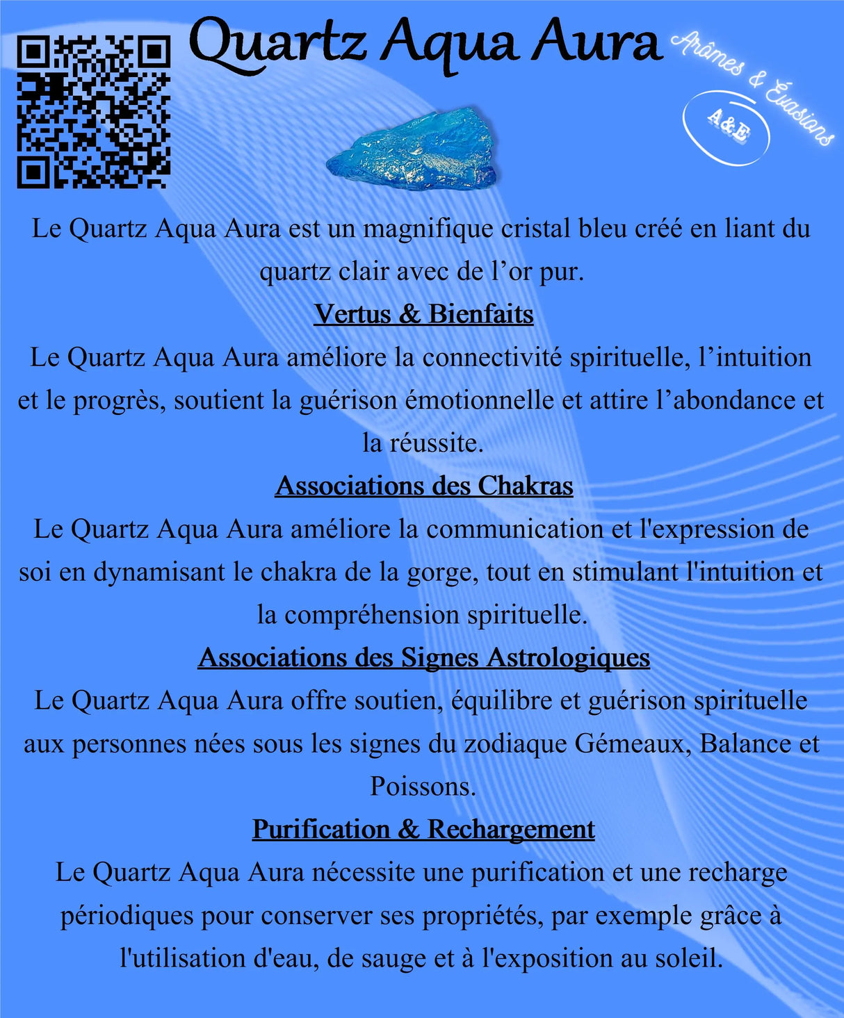 Descriptive Cards - Precious Stones & Crystals - Aqua Aura Quartz