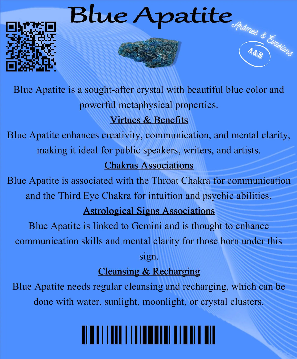 Descriptive Cards - Precious Stones & Crystals - Blue Apatite