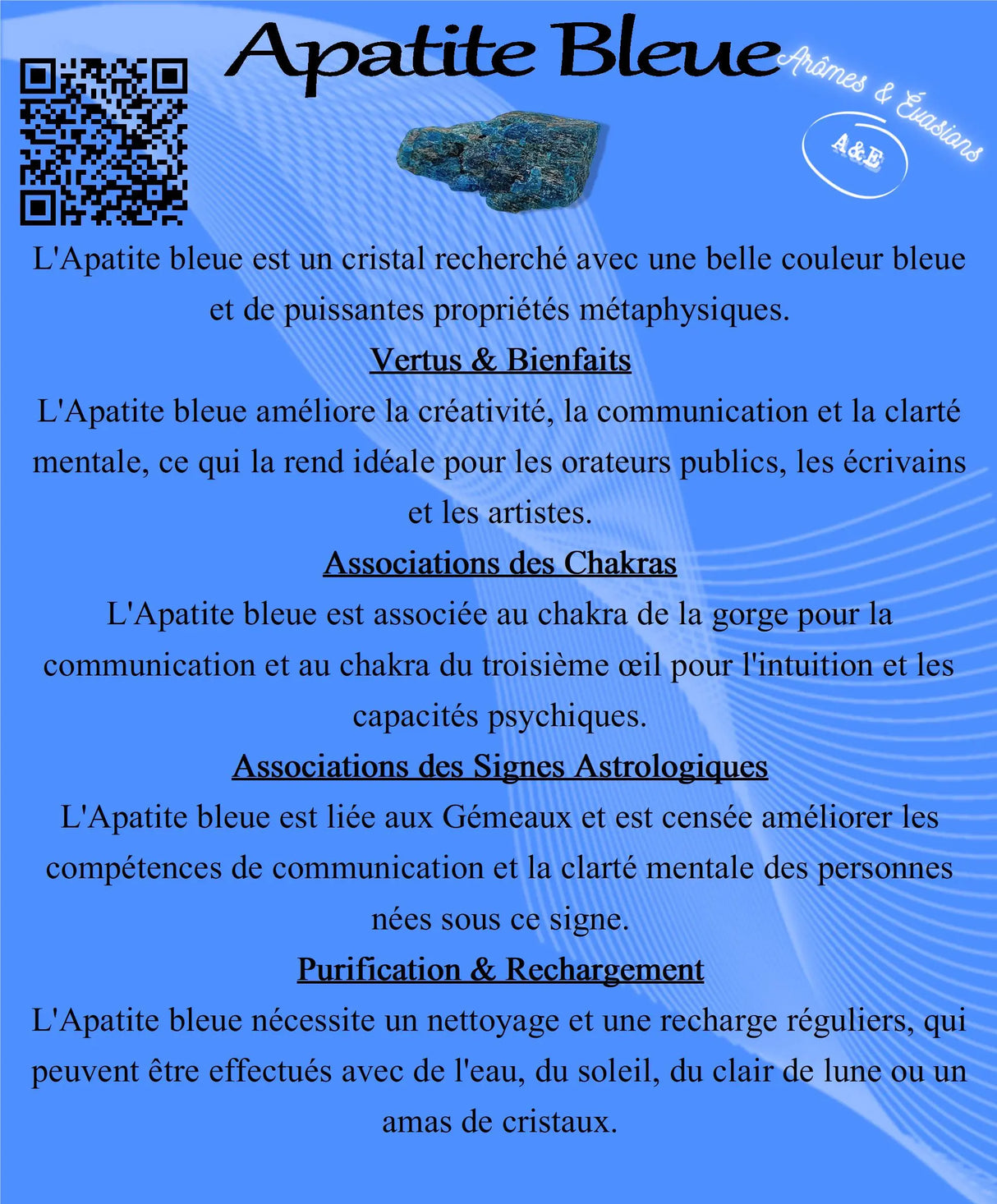 Descriptive Cards - Precious Stones & Crystals - Blue Apatite