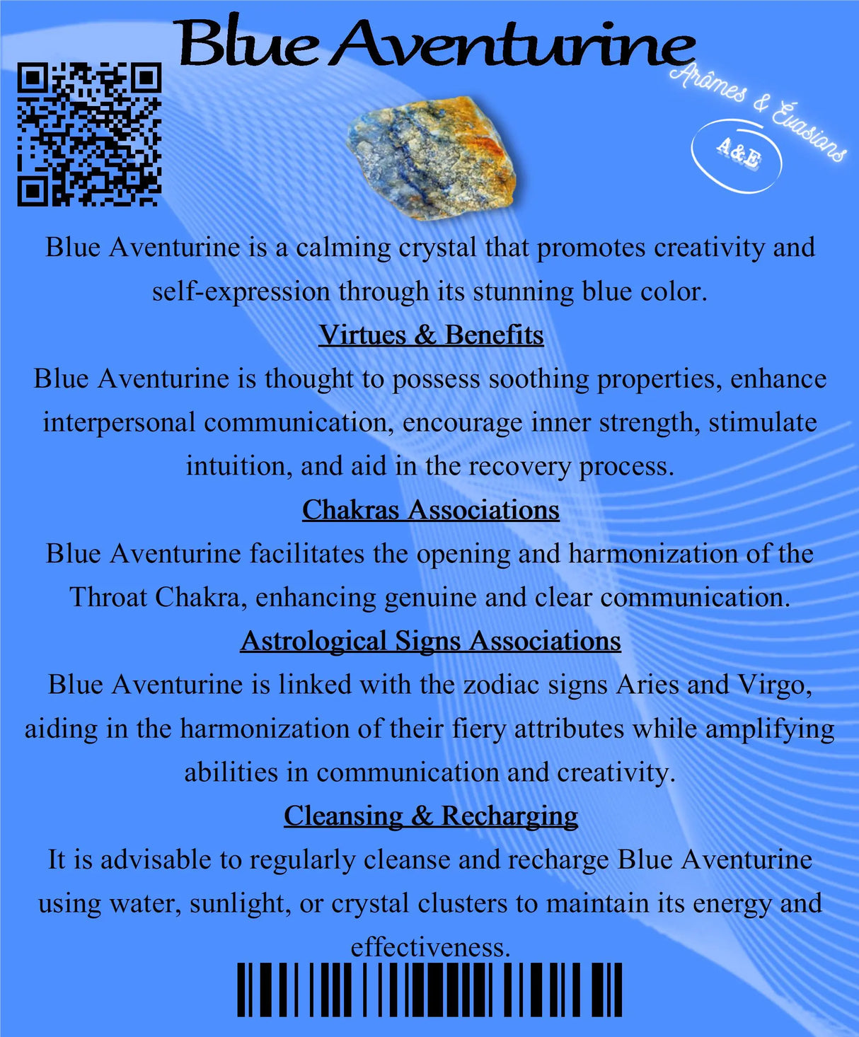 Descriptive Cards - Precious Stones & Crystals - Blue Aventurine