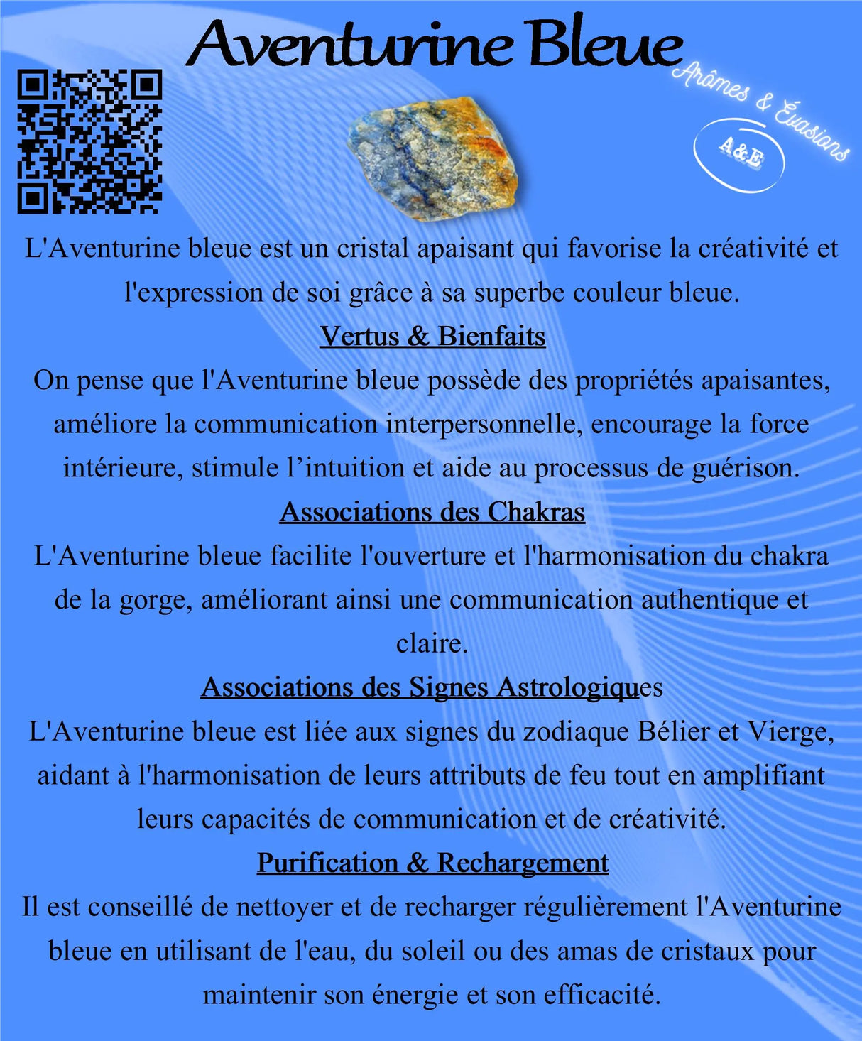 Descriptive Cards - Precious Stones & Crystals - Blue Aventurine