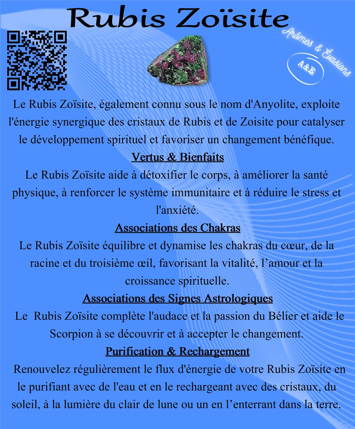 Descriptive Cards - Precious Stones & Crystals - Ruby Zoisite