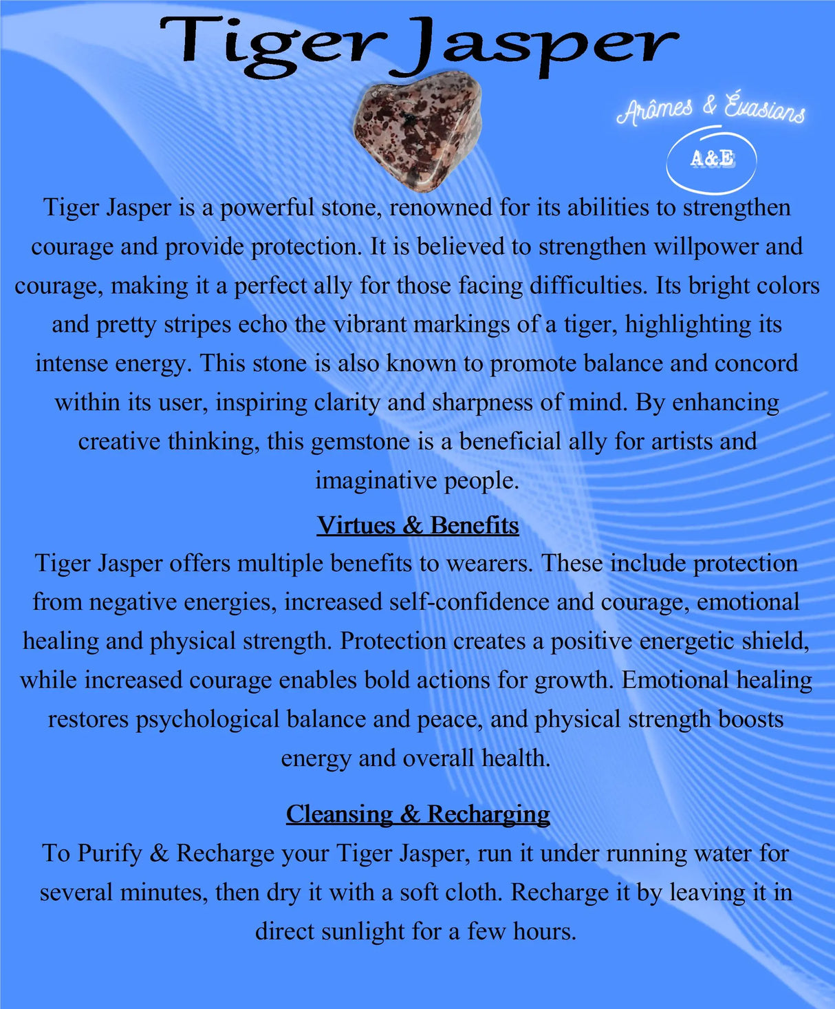 Descriptive Cards -Precious Stones & Crystals -Tiger Jasper