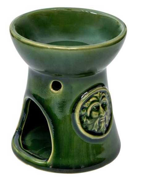 Diffuser -Oil & Wax Cube Burner -Ceramic -Green Man
