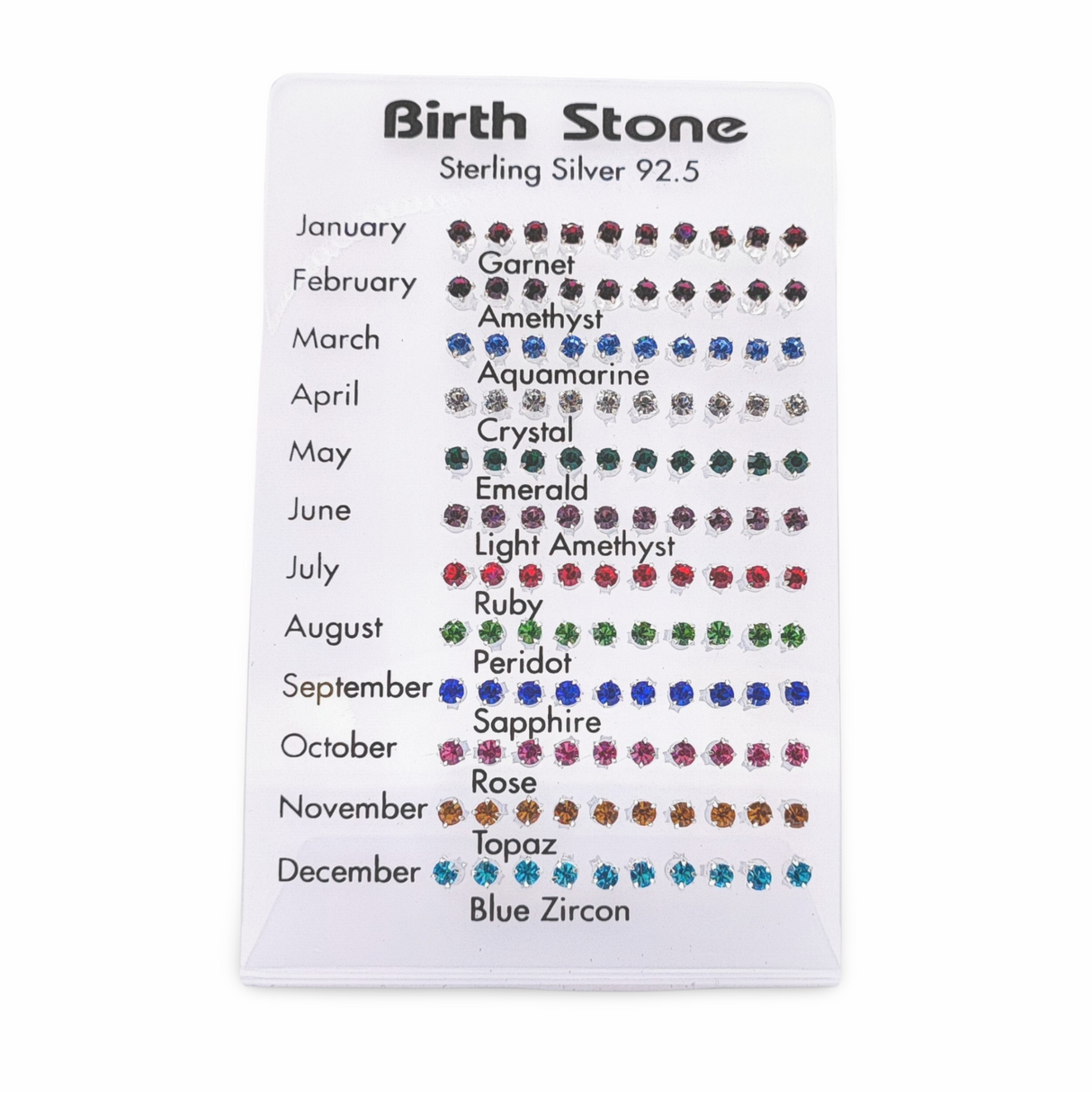 Earrings -925 Sterling Silver -Birthstone