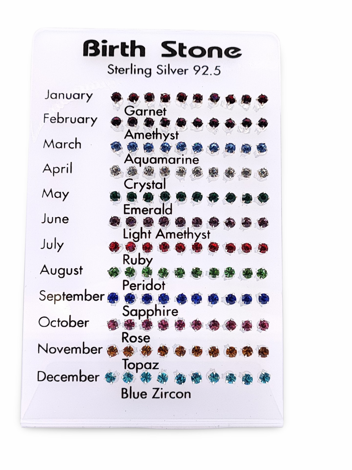 Earrings -925 Sterling Silver -Birthstone