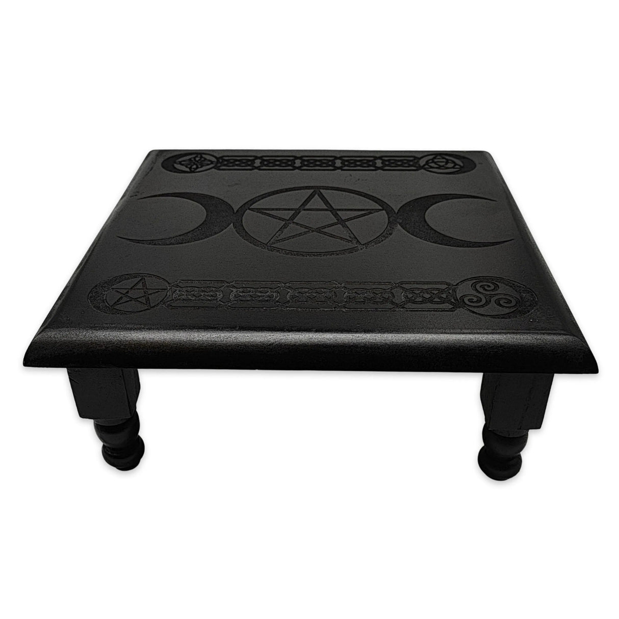 Home Decor -Wood Altar -Pentacle & Triple Moon -Black