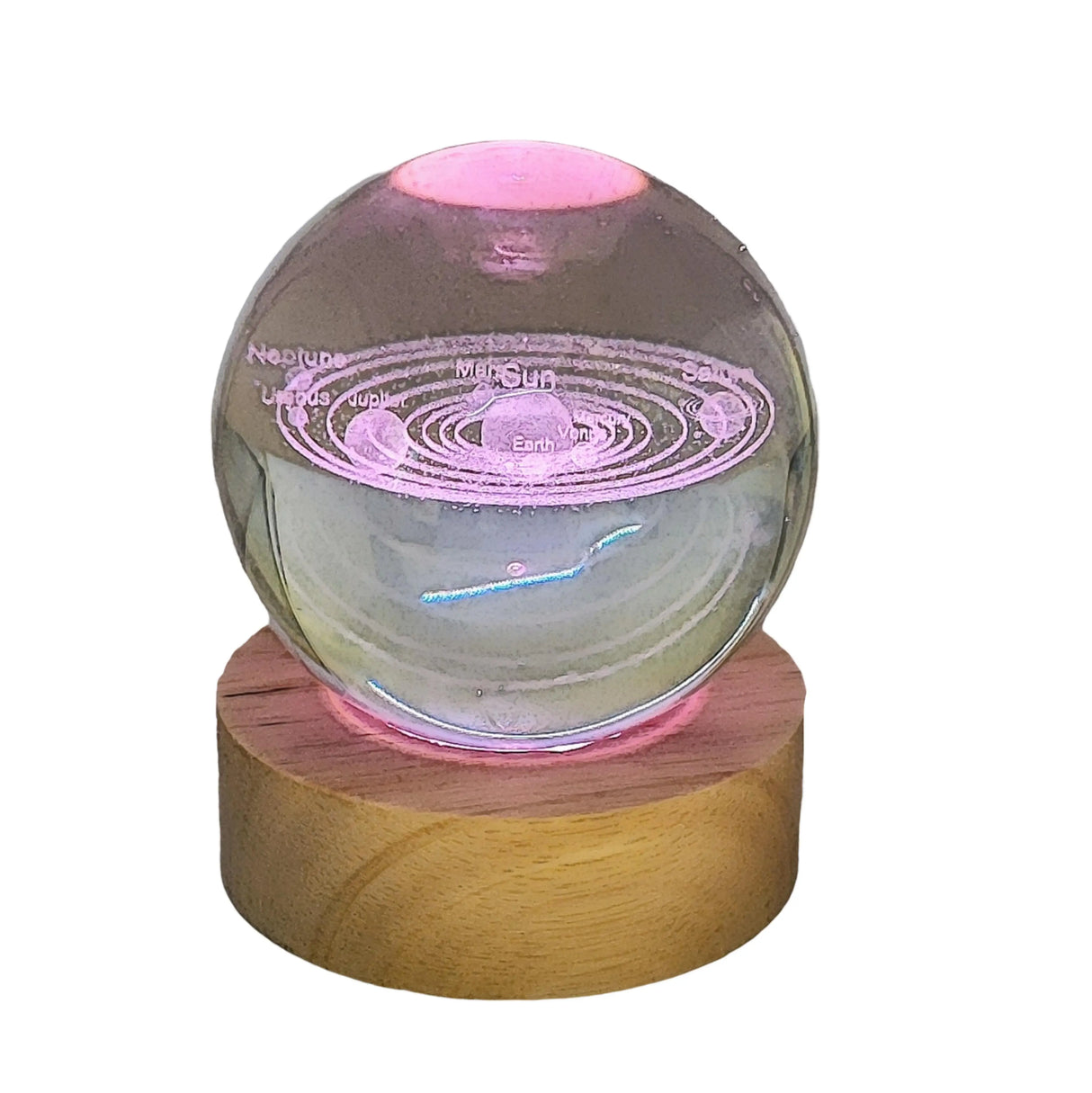 Home Decor -Crystal Ball on Led Stand -Planet