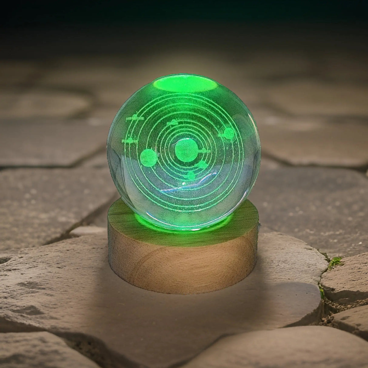 Home Decor -Crystal Ball on Led Stand -Planet