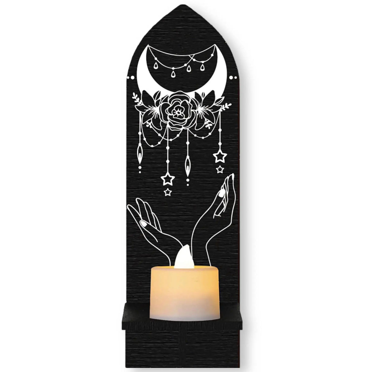 Home Decor -Mystic Wood Mounted Shelf Open Hands