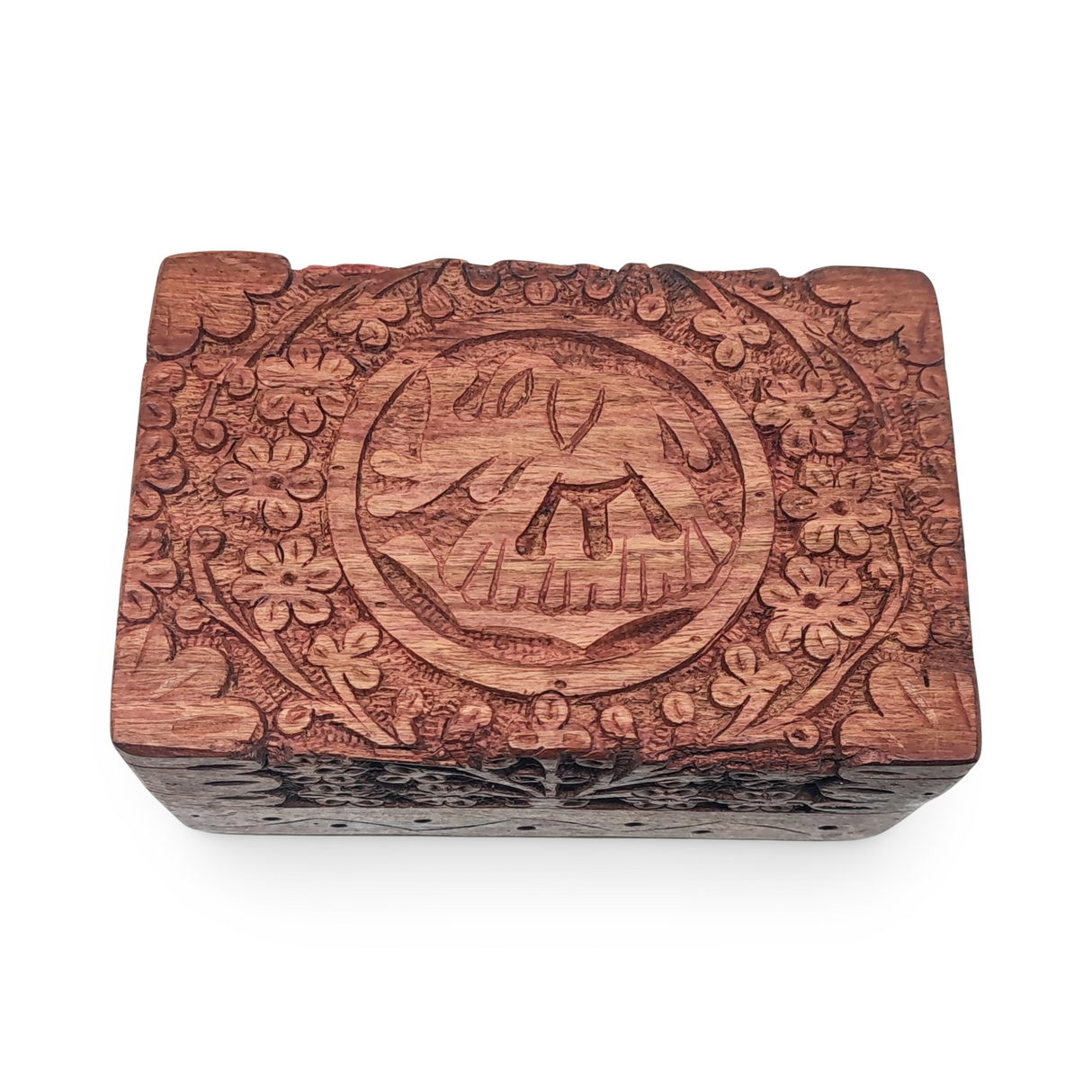 Home Decor -Wood Box -3D Carved -Elephant