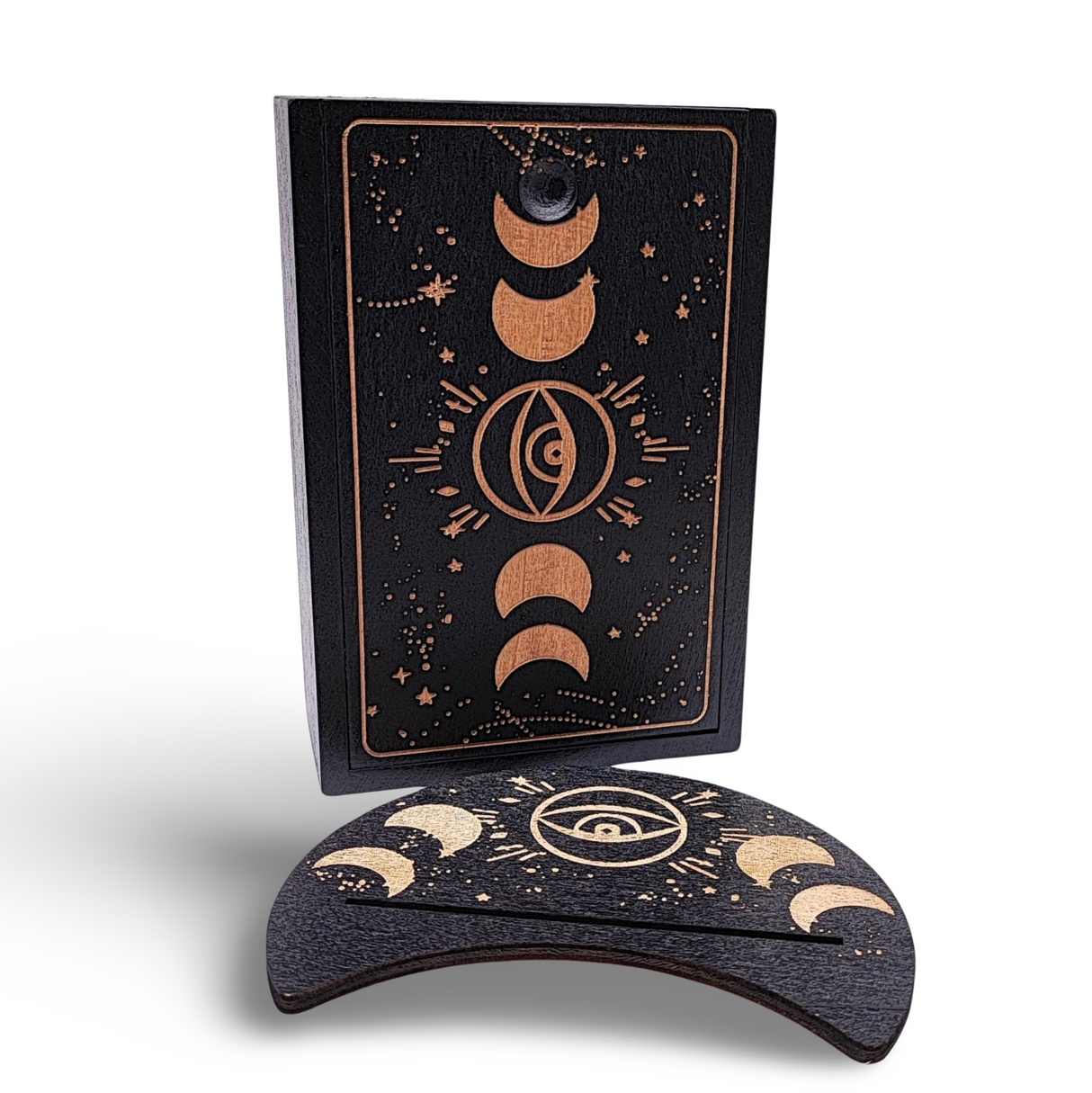 Home Decor -Wood Box -Tarot Card Storage & Display Moon Phase
